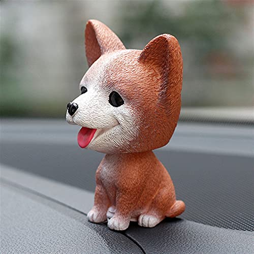 YIHANSS Auto schüttelte Kopfhund Ornamente Bobblehead Dog Nicken Welpenspielzeug Auto Dashboard Dekor Spielzeug Wobble Shaking Head Dolls Auto Heimat (Farbname: Corgi) von YIHANSS
