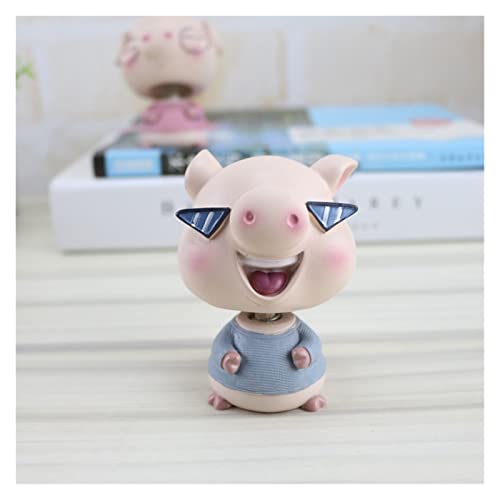 YIHANSS Autodekoration schüttelt den Kopf Schwein Cartoon Hand Craftwork -Modus Harzpuppe Spielzeug Auto Dashboard Ornament Fashion Geschenke (Farbname: EIN Rosa) von YIHANSS