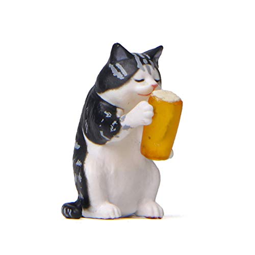 YIHANSS Mini Beer Cat Car Armaturenbrettdekoration Automobile Innenzeug Spielzeug Cartoon Welpe Figuren Puppen Süßes Spielzeug für Autoramente Geschenke (Farbname: Schwarz) von YIHANSS
