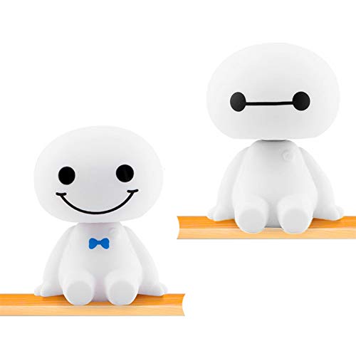 YIHANSS Niedliche zitternde Kopfroboterspielzeug Cartoon Plastikpuppe Automobildekoration Auto Interior Dashboard Bobble Head Toys Car Ornament (Farbname: 2pcs No Bow) von YIHANSS