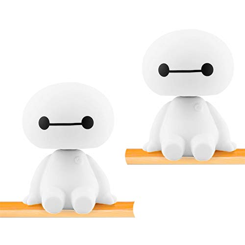 YIHANSS Niedliche zitternde Kopfroboterspielzeug Cartoon Plastikpuppe Automobildekoration Auto Interior Dashboard Bobble Head Toys Car Ornament (Farbname: 2pcs No Bow) von YIHANSS