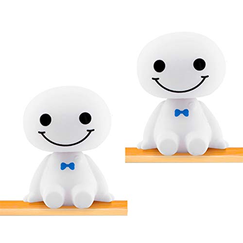 YIHANSS Niedliche zitternde Kopfroboterspielzeug Cartoon Plastikpuppe Automobildekoration Auto Interior Dashboard Bobble Head Toys Car Ornament (Farbname: 2pcs No Bow) von YIHANSS