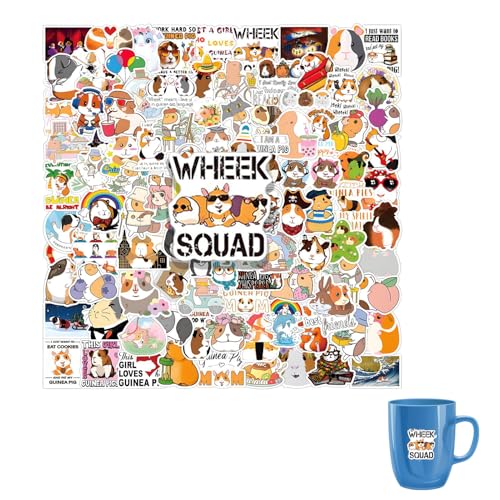 100 Stück Meerschweinchen Aufkleber,Wasserflaschen Laptop Telefon Gitarre Skateboard Computer Meerschweinchen Vinyl Stickers,Meerschweinchen Aufkleber Guinea Pig Sticker Set für Erwachsene Kinder von YIIWONI