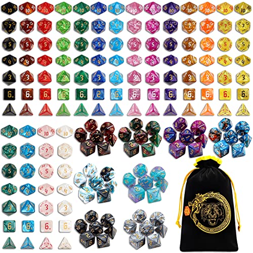 YILAIDA Polyedrische Würfel, 182PCS Vieleck Spiel Würfel, 26 Farben Doppel Rollenspiele Würfel für DND RPG MTG Tischspiele Würfel D4 D6 D8 D10(00-90 und 0-9) D12 D20 von YILAIDA