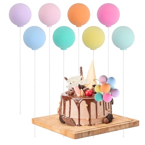24 Stück Tortendeko Kugeln, Ballons Tortenaufleger, Mini Round Ball Cupcake Toppers DIY Kuchen Deko Hochzeiten Einsatz Bunte Luftballons für Geburtstag Geburtstagsfeier Hochzeit Jahrestag Babyparty von YILANJIN