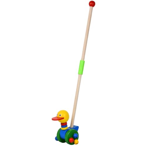 Schiebespielzeug Ente, Ziehtierspielzeug, Laufspielzeug zum Schieben, Schiebetier Ente mit beweglichem Kopf aus Holz, Schiebespielzeug aus Holz für Kinder ab 1 Jahr, Babys, Mädchen und Jungen von YILANJIN