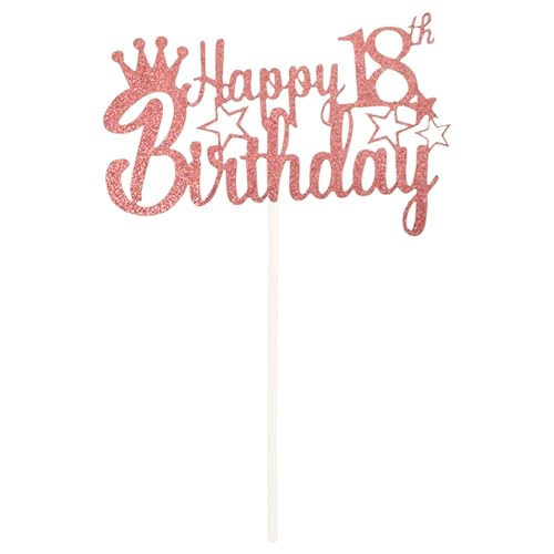 YILANJIN 10 Stück Happy 18. Geburtstag Cake Topper, Glitzer Roségold Tortendeko für 18. Geburtstag Party, Kuchendeko, Torten Deko Mädchen, 18 Jahre von YILANJIN
