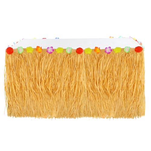 YILANJIN Gras Tischrock Hawaii, Hawaii Deko Tropische Deko Tischrock für Sommerparty, Hawaii Party, Beachparty, Wasserfeste Plastik Tischdekoration, Natürliches Strohgelb, 275 * 60CM YILANJIN Gras Tischrock Hawaii, Hawaii Deko Tropische Deko Tischrock für Sommerparty, Hawaii Party, Beachparty, Wasserfeste Plastik Tischdekoration, Natürliches Strohgelb, 275 * 60CM von YILANJIN