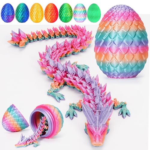 YILCER 3D-Druck-Drachenei, geheimnisvolles Kristalldrachenei, Überraschungsspielzeug, bewegliche Kristall-Ostereier mit Drachen im Inneren (zufällige Bonbonfarben) von YILCER