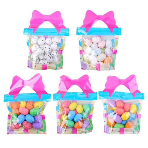 Mini-Ostereier-Dekorationen, Ornament-Set, bunte Kunststoff-Eier, künstliche Ostereier, Festival-Eier für Bastelarbeiten, Heimdekoration, Partyzubehör (5-teiliges Set, Einheitsgröße) von YILEEGOO