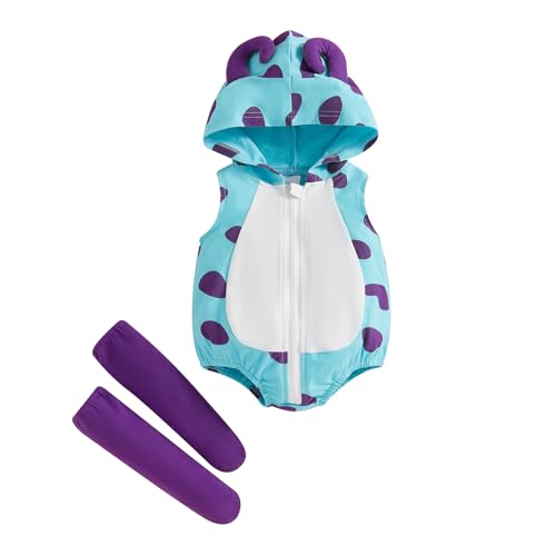YILEEGOO Neugeborenes Baby Jungen Mädchen Tierkostüme Säugling Halloween Cosplay Outfit Kleinkind Obst Fancy Kostüm Reißverschluss Kapuze Strampler Overall mit Strümpfen Leggings (Blaues Monster, 6-12 YILEEGOO Neugeborenes Baby Jungen Mädchen Tierkostüme Säugling Halloween Cosplay Outfit Kleinkind Obst Fancy Kostüm Reißverschluss Kapuze Strampler Overall mit Strümpfen Leggings (Blaues Monster, 6-12 von YILEEGOO