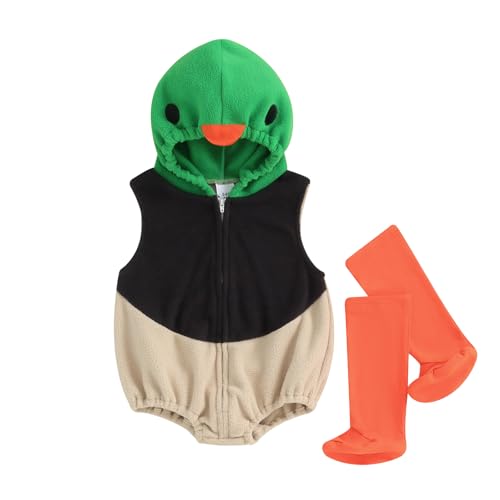 YILEEGOO Neugeborenes Baby Jungen Mädchen Tierkostüme Säugling Halloween Cosplay Outfit Kleinkind Obst Fancy Kostüm Reißverschluss Kapuze Strampler Overall mit Strümpfen Leggings (Grüne Stockente, YILEEGOO Neugeborenes Baby Jungen Mädchen Tierkostüme Säugling Halloween Cosplay Outfit Kleinkind Obst Fancy Kostüm Reißverschluss Kapuze Strampler Overall mit Strümpfen Leggings (Grüne Stockente, von YILEEGOO