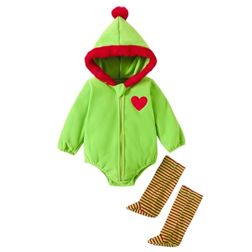 YILEEGOO Neugeborenes Baby Jungen Mädchen Tierkostüme Säugling Halloween Cosplay Outfit Kleinkind Obst Fancy Kostüm Reißverschluss Kapuze Strampler Overall mit Strümpfen Leggings (grünes Monster, YILEEGOO Neugeborenes Baby Jungen Mädchen Tierkostüme Säugling Halloween Cosplay Outfit Kleinkind Obst Fancy Kostüm Reißverschluss Kapuze Strampler Overall mit Strümpfen Leggings (grünes Monster, von YILEEGOO