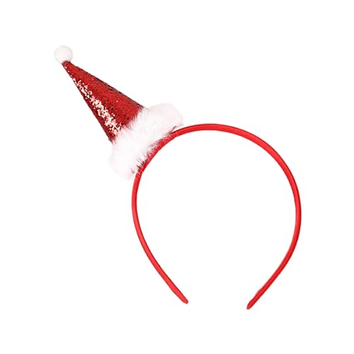 YILEEGOO Weihnachts-Stirnband für Mädchen, exquisiter glänzender Hut, Geschenk-Box, Haarreif, Party-Styling-Zubehör (roter Hut, 12 cm x 13 cm) von YILEEGOO