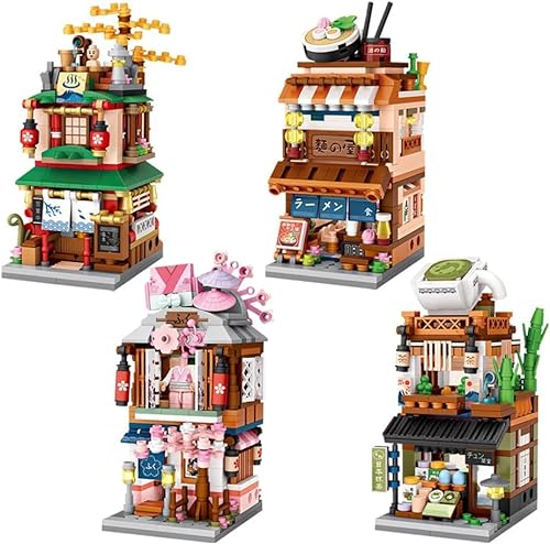 Modular Haus Bausteine Modell, 4 in 1 Japanische Street View Architektur Baustein Modell, Architektur Bausatz Custom Bauspiel Nicht Kompatibel mit Lego Haus von YILETKC