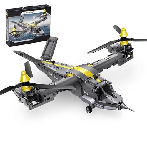 Technik Military Flugzeug Bausteine, 1436 Teile V-280 Osprey-Helikopter Bauklötze Modellbausätze, Transport Hubschrauber Konstruktionsspielzeug Bausteine Modellbausatz, Kompatibel mit Großen Marken Technik Military Flugzeug Bausteine, 1436 Teile V-280 Osprey-Helikopter Bauklötze Modellbausätze, Transport Hubschrauber Konstruktionsspielzeug Bausteine Modellbausatz, Kompatibel mit Großen Marken von YILETKC