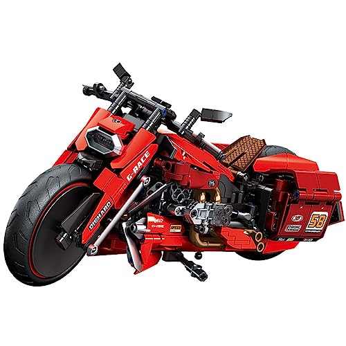 Technik Motorrad Bausteine, 768 Teile Klemmbausteine Technik Supermotorrad, Technik Rennen Motorrad Konstruktionsspielzeug Kompatibel mit Lego Technic von YILETKC
