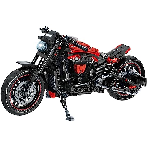 YILETKC Technik Motorrad Bausteine für Halleno Luther, 826 Teile Klemmbausteine Technik Supermotorrad, Technik Rennen Motorrad Konstruktionsspielzeug Kompatibel mit Lgo Technik von YILETKC