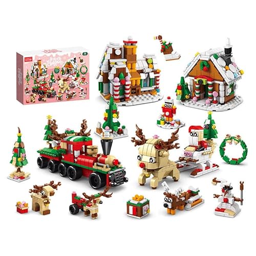 YILETKC Weihnachtsauto Bausteine, Weihnachten Blindbox Modell Kit, Weihnachten Geschenke Spielzeug für Erwachsene und Kinder, Klemmbausteine Architektur Geschenk für Kinder und Erwachsene von YILETKC