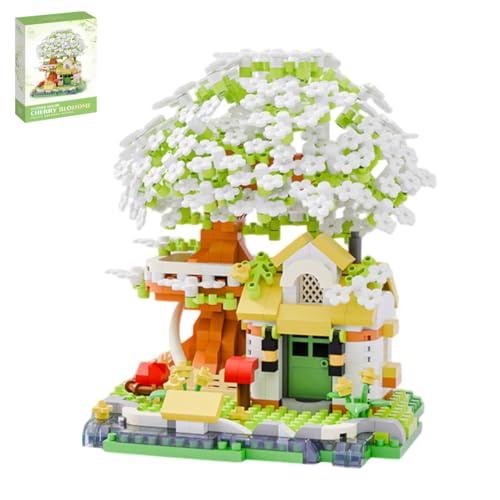 Grün Sakura-Baumhaus Mini Bausteine Bausatz, 690 Teile Sakura-Baumhaus Modular Haus Architektur Mikro Bauklötze Modellbausätze, MOC Klemmbausteine Modellbausatz, Nicht Kompatibel mit Großen Marken von YILETKC