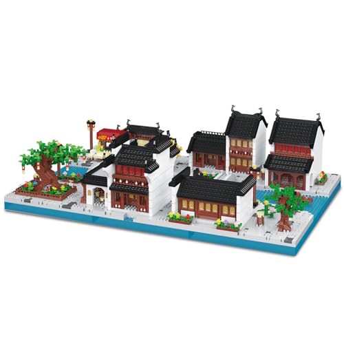 YILETKC Jiangnan-Hof Mini Bausteine Bausatz, 3559 Teile Modular Haus Architektur Mikro Bauklötze Modellbausätze, MOC Kreativität Klemmbausteine Modellbausatz, Nicht Kompatibel mit Großen Marken von YILETKC