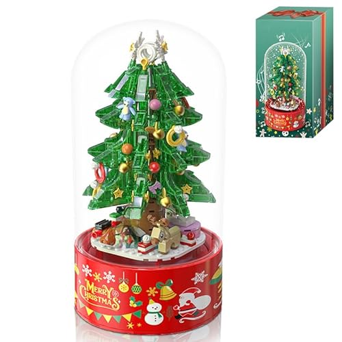 YILETKC Kristall Weihnachtsbaum Musikbox Bausteine, 629 Teile Drehbare Spieluhr Bauspielzeugsets, Weihnachten Geschenke Klemmbausteine Architektur Spielzeug für Erwachsene und Kinder (013) von YILETKC