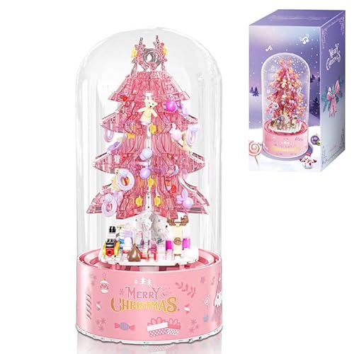 YILETKC Kristall Weihnachtsbaum Musikbox Bausteine, 629 Teile Drehbare Spieluhr Bauspielzeugsets, Weihnachten Geschenke Klemmbausteine Architektur Spielzeug für Erwachsene und Kinder (019) von YILETKC