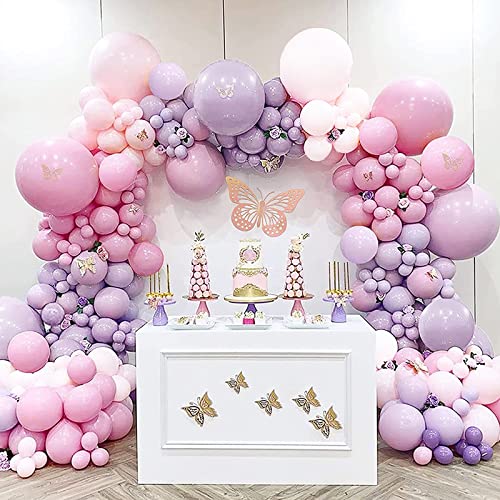 YIMAKJ Luftballon Girlande, 123 Stück Macaron Lila Rosa Weiße Ballongirlande Set, Luftballons Weiß Macaron Rosa Lila Ballonbogen Girlande Kit für Baby Shower Mädchen Geburtstag Hochzeit Party Deko von YIMAKJ