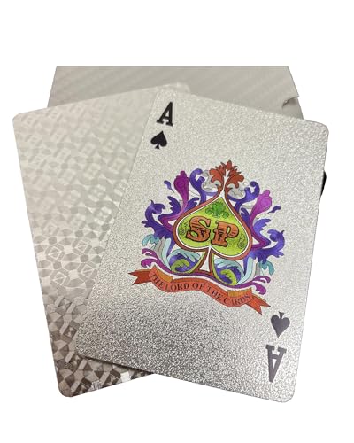 YIMINGOUFEI Luxus-Pokerkarten, 54 Karten, silberfarben, wasserfest, holografisches Muster, Premium-Finish YIMINGOUFEI Luxus-Pokerkarten, 54 Karten, silberfarben, wasserfest, holografisches Muster, Premium-Finish von YIMINGOUFEI