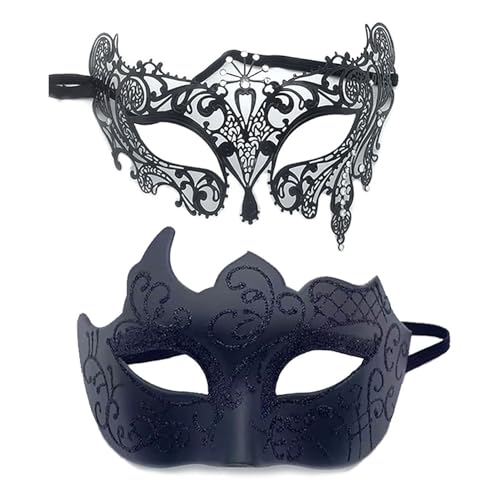 YIMINI 2 Stück Venezianische Maskerade Maske - Ball Masquerade Mask für Männer, Frauen, Tänze, Partys (G) von YIMINI