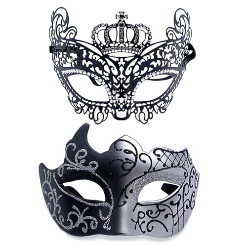 YIMINI 2 Stück Venezianische Maskerade Maske - Ball Masquerade Mask für Männer, Frauen, Tänze, Partys (Z) von YIMINI