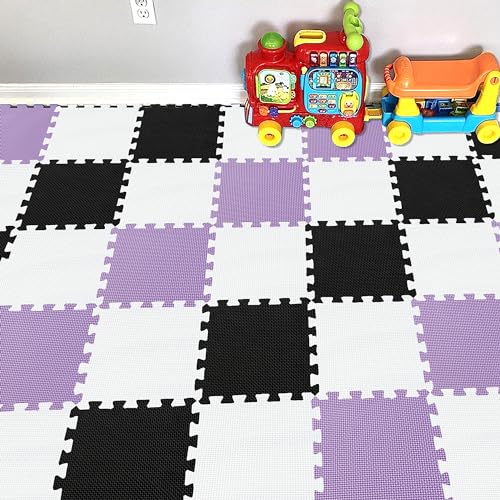 YIMINYUER 25 Teile Puzzlematte Spielmatte Krabbelmatten Spielteppich Schutzmatten Schadstofffrei geruchlos für Baby Kinder R01R04R11G301025 von YIMINYUER