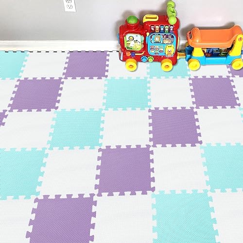 YIMINYUER 25 Teile Puzzlematte Spielmatte Krabbelmatten Spielteppich Schutzmatten Schadstofffrei geruchlos für Baby Kinder R01R08R11G301025 von YIMINYUER