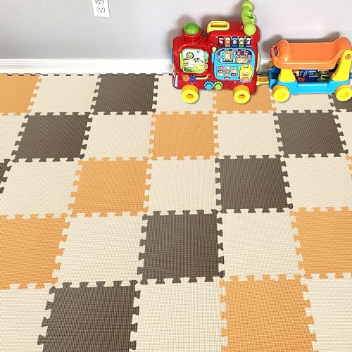 YIMINYUER 25 Teile Puzzlematte Spielmatte Krabbelmatten Spielteppich Schutzmatten Schadstofffrei geruchlos für Baby Kinder R02R06R10G301025 von YIMINYUER