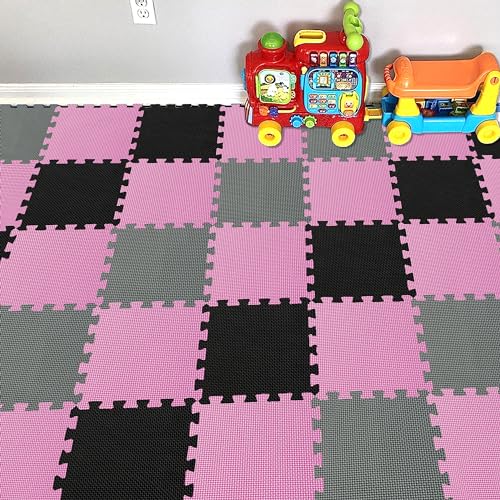 YIMINYUER 25 Teile Puzzlematte Spielmatte Krabbelmatten Spielteppich Schutzmatten Schadstofffrei geruchlos für Baby Kinder R03R04R12G301025 von YIMINYUER