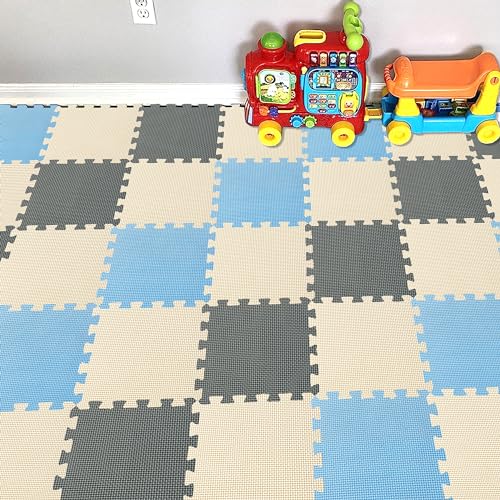 YIMINYUER 25 Teile Puzzlematte Spielmatte Krabbelmatten Spielteppich Schutzmatten Schadstofffrei geruchlos für Baby Kinder R07R10R12G301025 von YIMINYUER