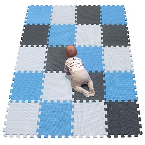 YIMINYUER Baby Spielmatte, Kinder eco schadstofffrei Krabbelmatte Extra dick Baby Schaumstoffmatte Nicht giftig Kinderteppich Weiß Blau Grau R01R07R12G301020 von YIMINYUER