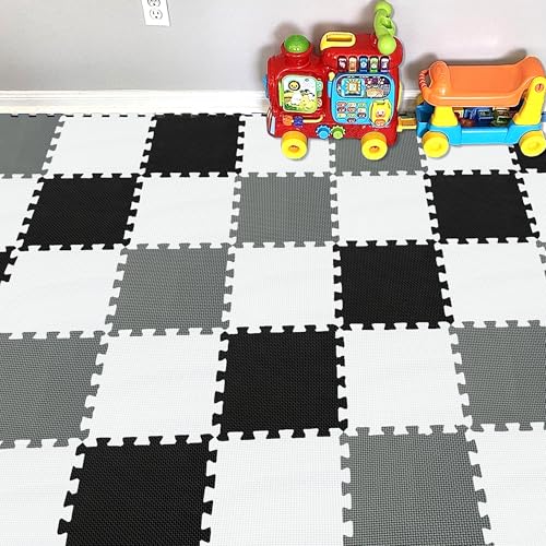 YIMINYUER Baby Spielmatte, Kinder eco schadstofffrei Krabbelmatte Extra dick Baby Schaumstoffmatte Nicht giftig Kinderteppich Weiß Schwarz Grau R01R04R12G301025 von YIMINYUER