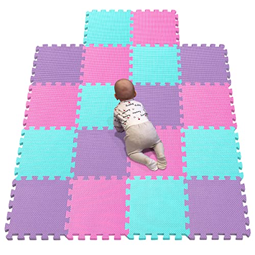 YIMINYUER Kinderspielteppich Spielmatte Puzzleteppich Schaumstoffmatte schadstofffrei für Baby Puzzleteppich Steckmatte Spielteppich Krabbelmatte Turnmatte Rosa Grün Lila R03R08R11G301018 von YIMINYUER