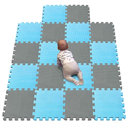 YIMINYUER Puzzle-Spielmatte für Baby und Kleinkinder, rutschfeste Bodenmatte aus Eva-Schaumstoff Blau Grau R07R12G301018 von YIMINYUER