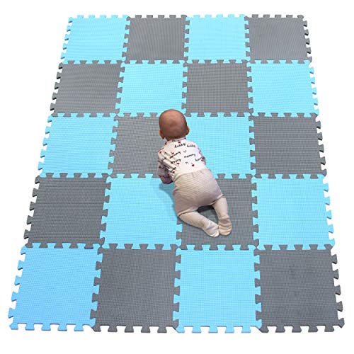 YIMINYUER Puzzle-Spielmatte für Baby und Kleinkinder, rutschfeste Bodenmatte aus Eva-Schaumstoff Blau Grau R07R12G301020 von YIMINYUER