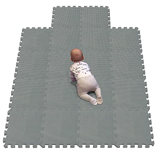 YIMINYUER Puzzle-Spielmatte für Baby und Kleinkinder, rutschfeste Bodenmatte aus Eva-Schaumstoff Grau R12G301018 von YIMINYUER
