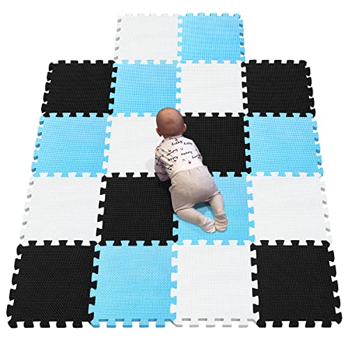 YIMINYUER Puzzle-Spielmatte für Baby und Kleinkinder, rutschfeste Bodenmatte aus Eva-Schaumstoff Weiß Schwarz Blau R01R04R07G301018 von YIMINYUER