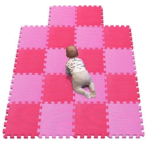 YIMINYUER Puzzlematte | Kälteschutz | abwaschbar | Kinderspielteppich Spielmatte Spielteppich Matte Schaumstoffmatte Kinderteppich Rosa Rot R03R09G301018 von YIMINYUER