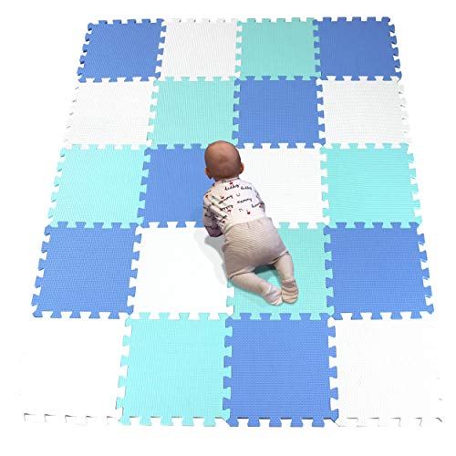 YIMINYUER Puzzlematte | Kälteschutz | abwaschbar | Kinderspielteppich Spielmatte Spielteppich Matte Schaumstoffmatte Kinderteppich Weiß Blau Grün R01R07R08G301020 von YIMINYUER