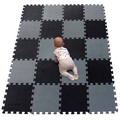 YIMINYUER Puzzlematte Kinderspielteppich Spielmatte Spielteppich Schaumstoffmatte Kinderteppich Schutzmatten Bodenschutzmatten Unterlegmatten Fitnessmatt Schwarz Grau R04R12G301020 von YIMINYUER