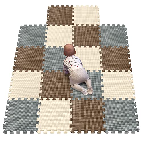 YIMINYUER Puzzlematte für Babys dickere Spielmatte in Einer umweltfreundlichen Verpackung – schadstofffreie, geruchlose Krabbelmatte Braun Beige Grau R06R10R12G301018 von YIMINYUER