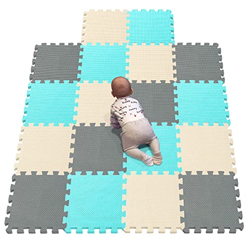 YIMINYUER Puzzlematte für Babys dickere Spielmatte in Einer umweltfreundlichen Verpackung – schadstofffreie, geruchlose Krabbelmatte Grün Beige Grau R08R10R12G301018 von YIMINYUER