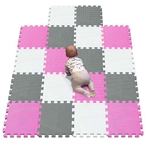 YIMINYUER Puzzlematte für Babys und Kinder, Spielteppich Spielmatte Lernteppich Kinderspielteppich Schaumstoffmatte Matte bunt Weiß Rosa Grau R01R03R12G301018 von YIMINYUER