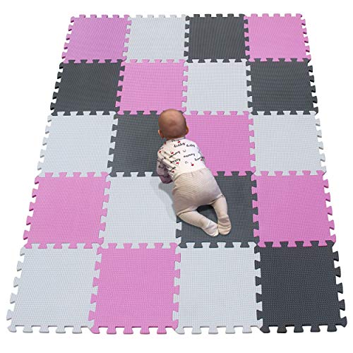 YIMINYUER Puzzlematte für Babys und Kinder, Spielteppich Spielmatte Lernteppich Kinderspielteppich Schaumstoffmatte Matte bunt Weiß Rosa Grau R01R03R12G301020 von YIMINYUER